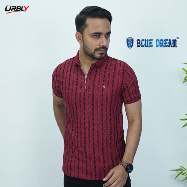 Premium blue dream half zip polo shirt