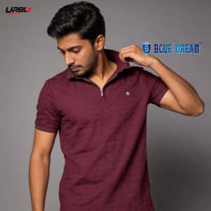 Premium blue dream half zip polo shirt