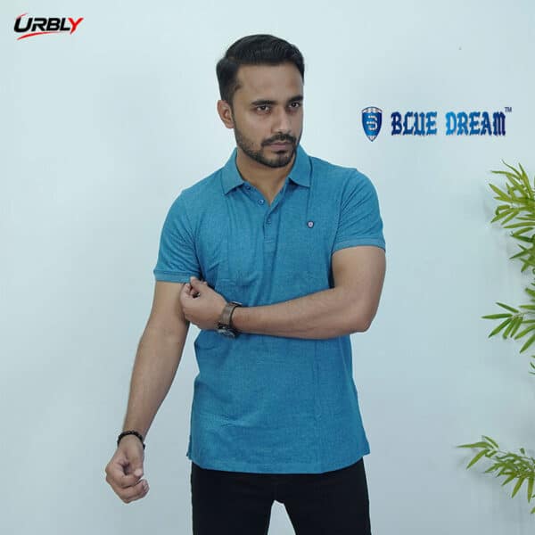 Premium blue dream half zip polo shirt (6) Premium blue dream half zip polo shirt
