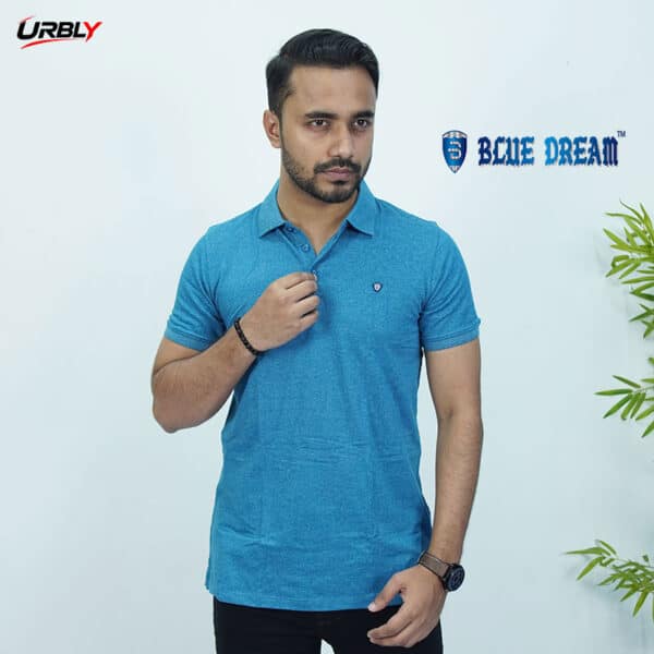 Premium blue dream half zip polo shirt (8) Premium blue dream half zip polo shirt