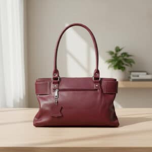 Silver-Buckle Classic Ladies Bag Red Wine